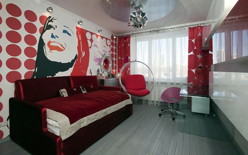 Найкрасивіші кімнати для дівчаток №7.  Красива дитяча кімната у стилі поп-арт для дівчинки-підлітка