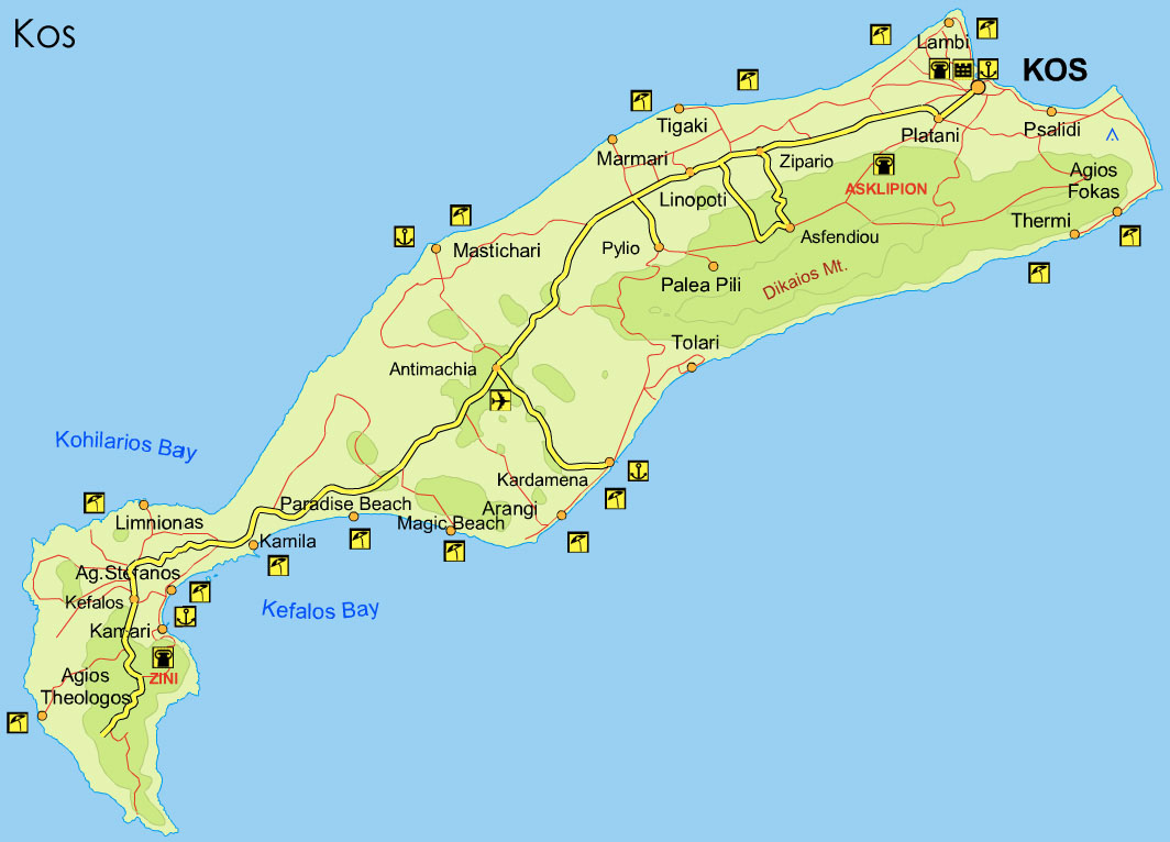 Карта острова Кос